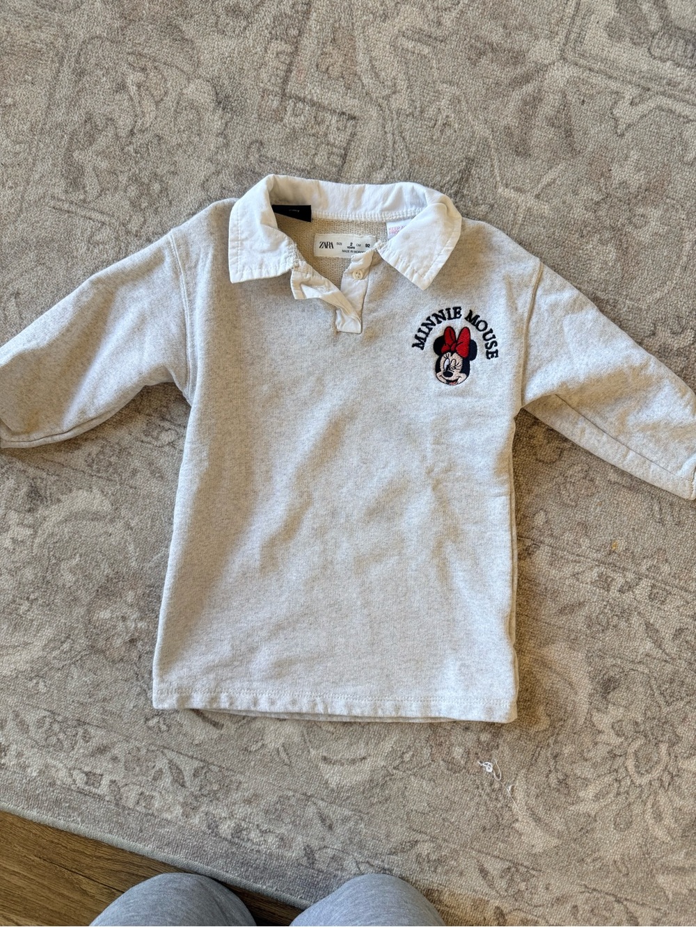Zara Kids Cream Polo Dress with Minnie Mouse